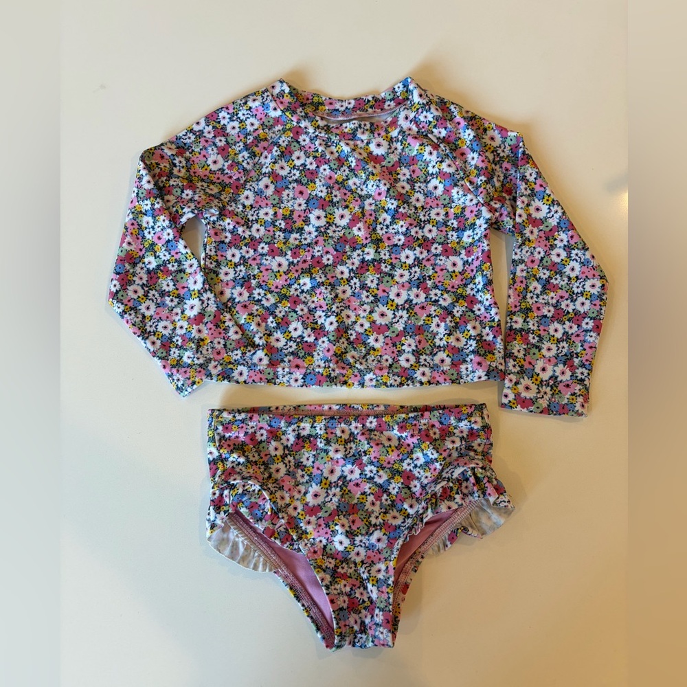 GAP Baby Pink Floral Rash Guard Set